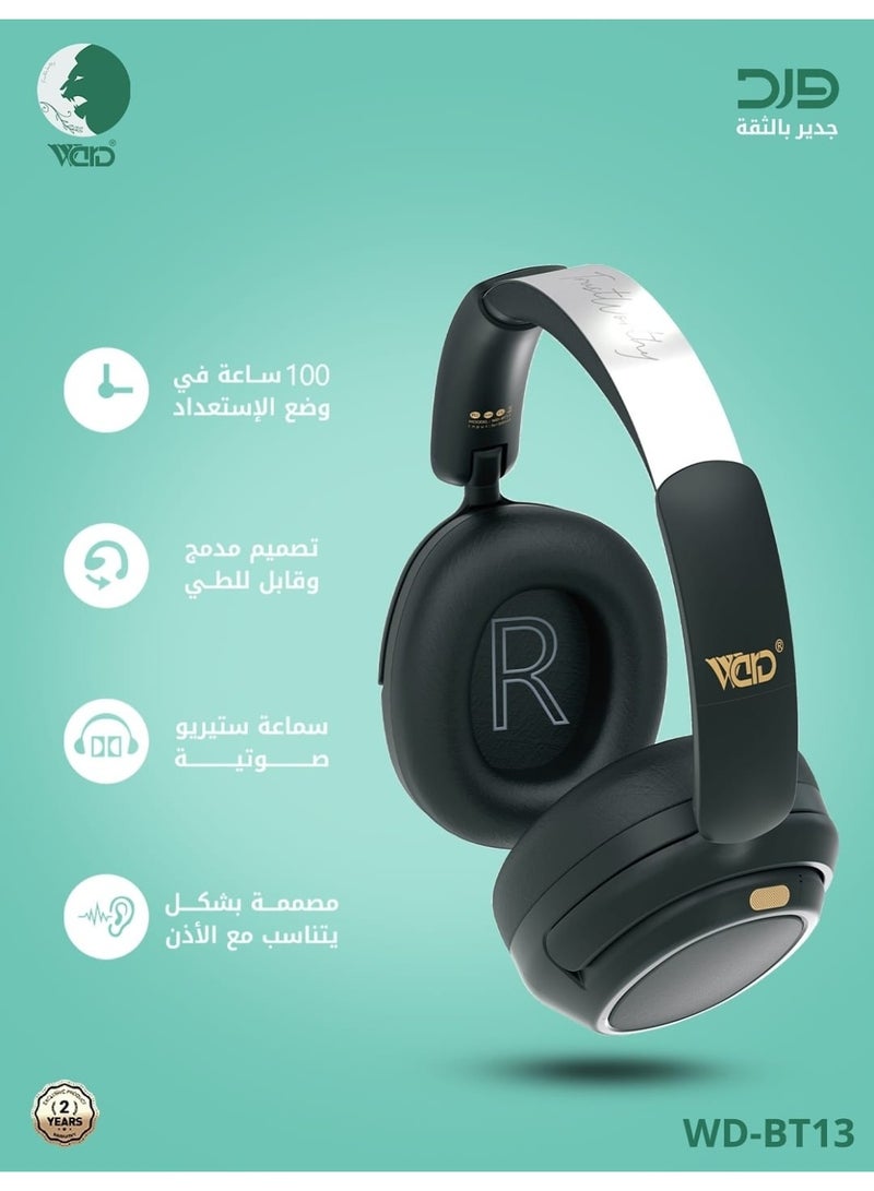 WARD WD-BT13 headphone from Ward - Power in her voice!  Live a fairytale sound experience with real noise isolation in 42 decibels deep!  A powerful battery that lasts and is charged in only two hours  4  Bluetooth 5.3 for stable and fast communication  Comfortable design and pure sound with amazing details  Charge from anywhere - computer, mobile charger or car  Warranty for two years because the quality of rose is always guaranteed. - Image 2